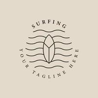 surfar clube linha ícone logotipo vetor símbolo ilustração projeto, prancha de surfe Califórnia mínimo vetor Projeto