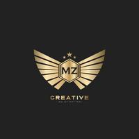 mz carta inicial com real luxo logotipo modelo vetor