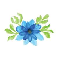 uma aguarela pintura do uma azul flor com verde folhas. colorida aguarela flor Projeto. aguarela flor ilustração vetor