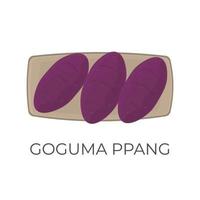 ilustração logotipo do coreano mochi ou goguma pang servido em uma de madeira prato vetor