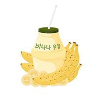 coreano banana leite ilustração logotipo com fresco bananas vetor