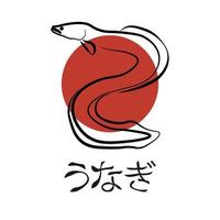 japonês unagi enguia simples mão desenhado linha arte ilustração logotipo vetor