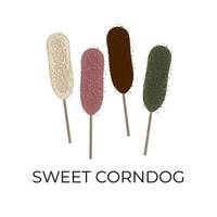 logotipo ilustração do doce mozzarella corndog com vários sabores vetor