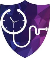 modelo de logotipo de vetor de tempo médico. este design usa o símbolo do estetoscópio.
