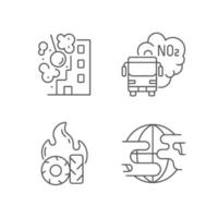 conjunto de ícones lineares de poluição do ar vetor