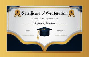 modelo de certificado de formatura em azul e dourado elegante vetor