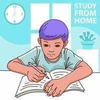 meninos estudam em casa como uma prevenção cobiçosa vetor