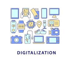 digitalização layout de conceito de cor abstrata com título vetor