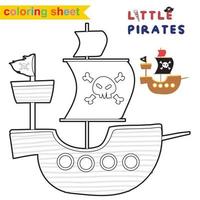 fofa pirata coloração página. educacional imprimível coloração planilha. coloração jogos para pré escola crianças. vetor esboço para coloração folha.