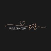 inicial vr feminino logotipo coleções modelo. caligrafia logotipo do inicial assinatura, casamento, moda, joalheria, butique, floral e botânico com criativo modelo para qualquer companhia ou negócios. vetor