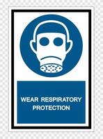 usar proteção respiratória símbolo sinal isolado em fundo transparente, ilustração vetorial vetor