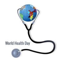 fundo do dia mundial da saúde com design de cartão de estetoscópio vetor
