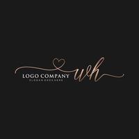 inicial wh feminino logotipo coleções modelo. caligrafia logotipo do inicial assinatura, casamento, moda, joalheria, butique, floral e botânico com criativo modelo para qualquer companhia ou negócios. vetor