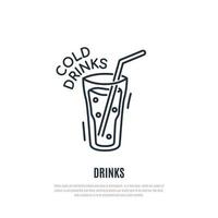ícone da linha de bebidas frias. símbolo do coquetel. estilo do forro. vetor