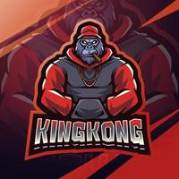 design do logotipo do mascote kingkong esport vetor