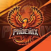 design do logotipo do mascote phoenix esport vetor