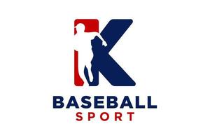 carta k beisebol logotipo ícone vetor modelo.
