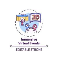 ícone do conceito de eventos virtuais imersivos vetor