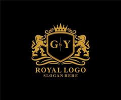 modelo de logotipo de luxo real de leão gy inicial em arte vetorial para restaurante, realeza, boutique, café, hotel, heráldica, joias, moda e outras ilustrações vetoriais. vetor