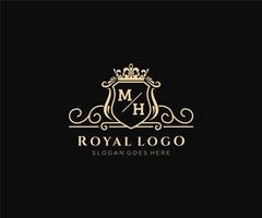 inicial mh carta luxuoso marca logotipo modelo, para restaurante, realeza, butique, cafeteria, hotel, heráldico, joia, moda e de outros vetor ilustração.