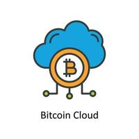 bitcoin nuvem vetor preencher esboço ícones. simples estoque ilustração estoque
