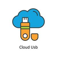 nuvem USB vetor preencher esboço ícones. simples estoque ilustração estoque