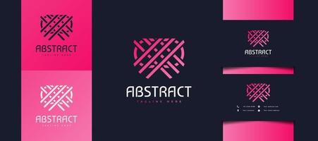 logotipo de linha abstrata cruzando-se em gradiente rosa, utilizável para identidade comercial ou tecnológica vetor