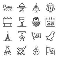 conjunto de ícones de elementos culturais e eventos do Paquistão vetor