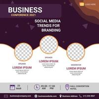 modelo de postagem de mídia social. promoção de banner. tendência de mídia social de conferência de negócios para branding