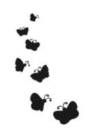 borboletas silhueta simples plano vetor ilustração. rebanho do silhueta Preto borboletas em branco fundo.