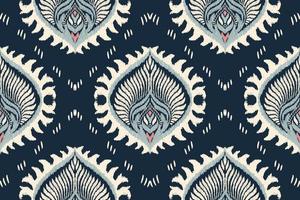 damasco ikat floral paisley bordado em marinha azul plano de fundo.ikat étnico oriental padronizar tradicional.asteca estilo abstrato vetor ilustração.design para textura,tecido,vestuário,embrulho,cachecol,tapete