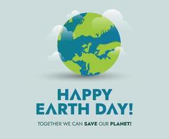 mundo terra dia. feliz terra dia celebração bandeira com terra globo e Sombrio verde fundo. 22º abril dia, Salve  a planeta. mundo meio Ambiente e terra dia. vetor