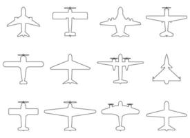 topo Visão do linha avião ícone definir. vetor ilustração isolado em branco