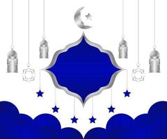moderno azul e prata islâmico elemento fundo Projeto vetor