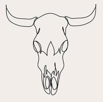 minimalista ocidental linha arte, vaqueiro touro dirigir crânio esboço, selvagem oeste desenho, simples país vetor