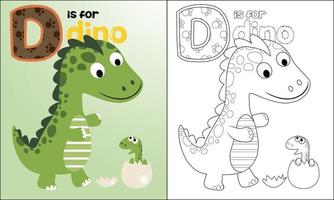 coloração livro do dinossauro desenho animado com chocado ovo vetor