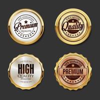 luxo Prêmio qualidade dourado Distintivos e etiquetas coleção vetor