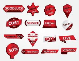conjunto de design de tag de promoção de bandeira vermelha para marketing vetor