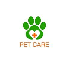 animal clínica ícone, animal Cuidado veterinário, pata coração vetor