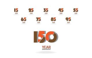 definir ano aniversário cor laranja modelo design ilustração vetor