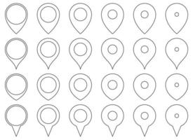 mapa localização PIN ícone conjunto vetor ilustração
