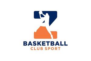 inicial carta z basquetebol logotipo ícone. cesta bola logótipo símbolo. vetor