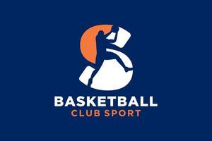 inicial carta s basquetebol logotipo ícone. cesta bola logótipo símbolo. vetor