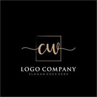 inicial cw feminino logotipo coleções modelo. caligrafia logotipo do inicial assinatura, casamento, moda, joalheria, butique, floral e botânico com criativo modelo para qualquer companhia ou negócios. vetor