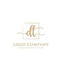 inicial dt feminino logotipo coleções modelo. caligrafia logotipo do inicial assinatura, casamento, moda, joalheria, butique, floral e botânico com criativo modelo para qualquer companhia ou negócios. vetor