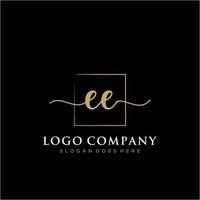 inicial ee feminino logotipo coleções modelo. caligrafia logotipo do inicial assinatura, casamento, moda, joalheria, butique, floral e botânico com criativo modelo para qualquer companhia ou negócios. vetor