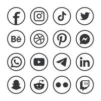 popular social rede logotipo ícones Facebook Instagram Youtube pinterest tiktok e etc logotipo ícones, social meios de comunicação ícone conjunto vetor