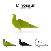 origami vetor logotipo conjunto com dinossauro. isolado logotipo dentro diferente variações. gradiente, cor, Preto e esboço logotipo.