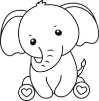 bebê elefante desenho animado esboço para crianças coloração livro vetor