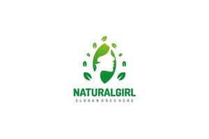 Logotipo da menina natural vetor